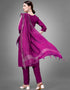 Traditional Function Wear Readymade Suit Collection Purple Cotton Blend Pant Straight Back View